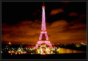 Eiffel Tower glowing red for China - Paris, France